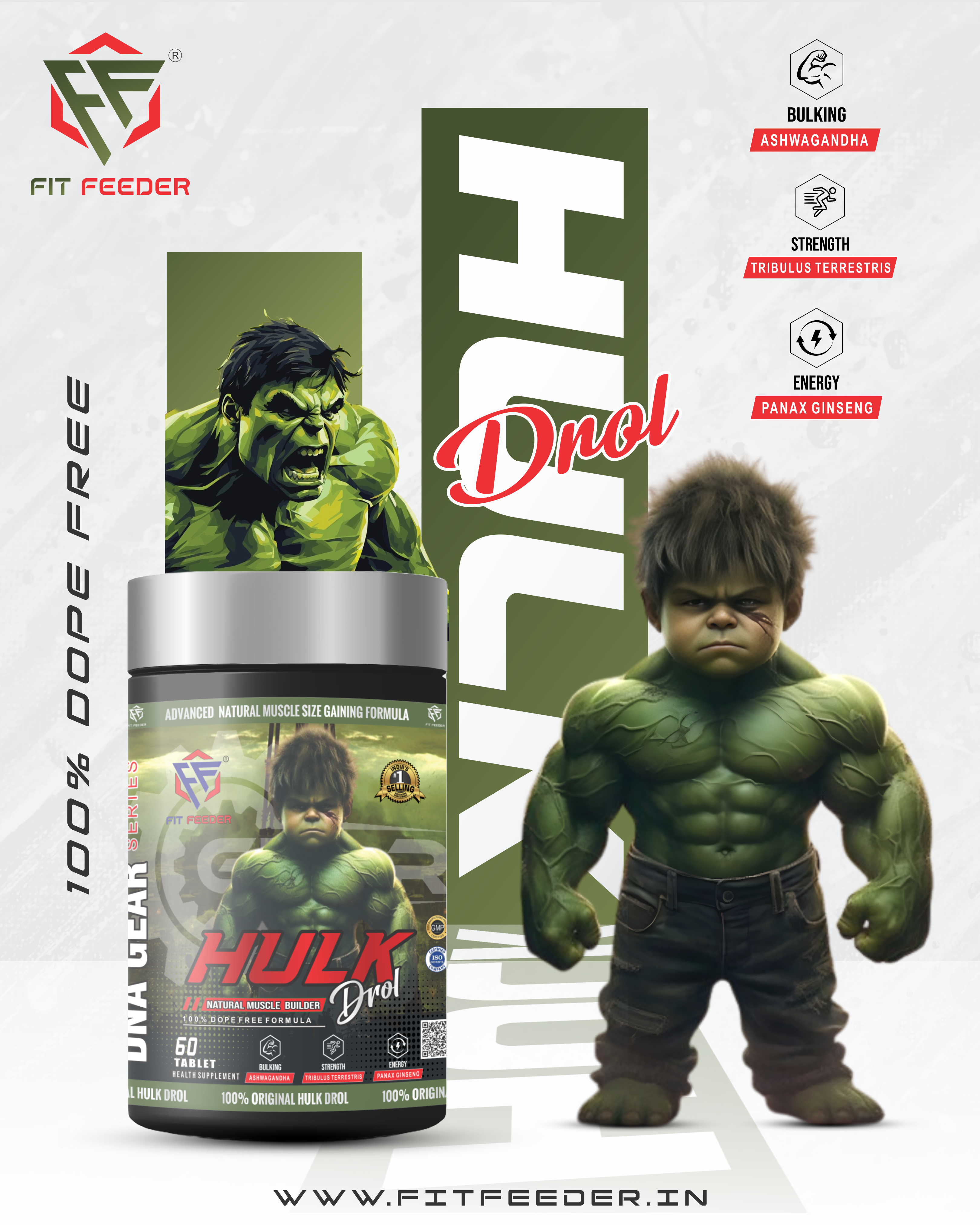 Hulk Drol Tablet Natural Size Gain Advanced Formula Fit Feeder - Image 5